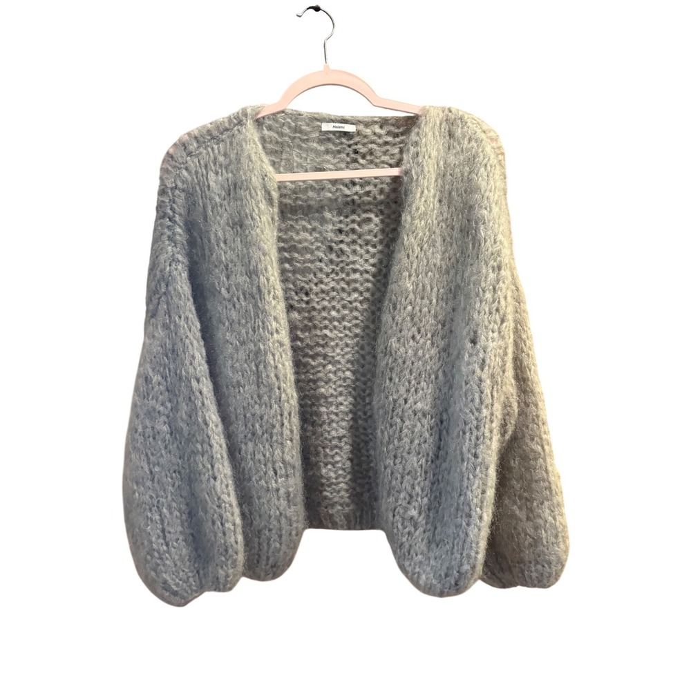 MAIAMI Knit Mohair Bomber Cardigan Size M/L Gray